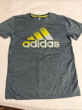 adidas Gray Heather Tee with Neon Yellow Logo